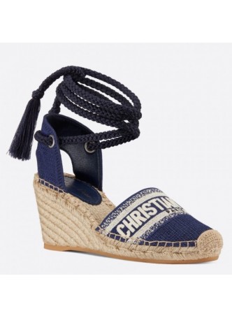 Dior Blue Granville Wedge Espadrilles With Laces